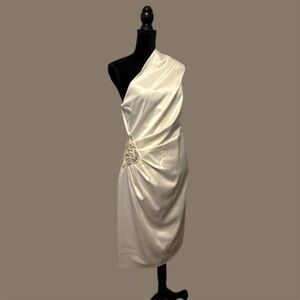 Studio One Shoulder White Dress with Embellishment